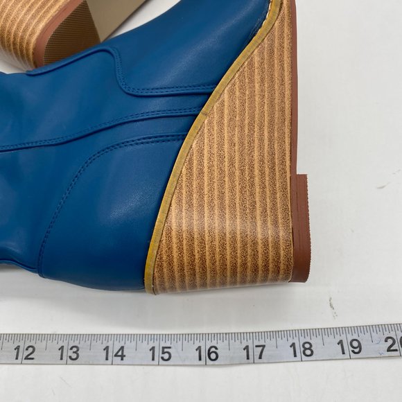 Blue Side Zipper Wedge High Heels Over The Knee Thigh High Boots - Picture 12 of 14